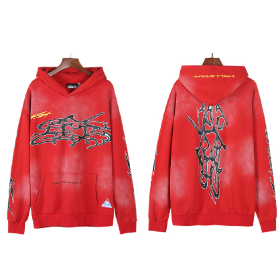 Hellstar Distressed Terry Cloth High Street Retro Hooded Sweatshirt